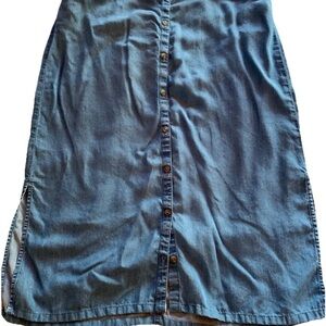 J. Jill Blue Button-Front Midi Skirt